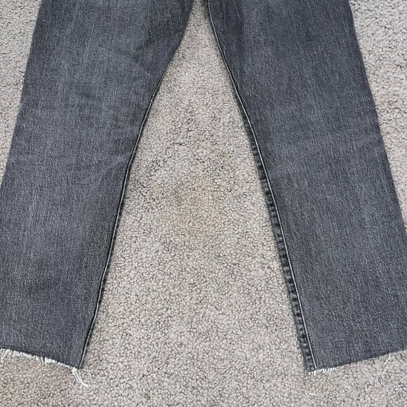 LEVI'S BIG "E" Wedgie Straight High Rise Cropped Raw Hem Black Wash Size: 28X26 - Picture 6 of 11